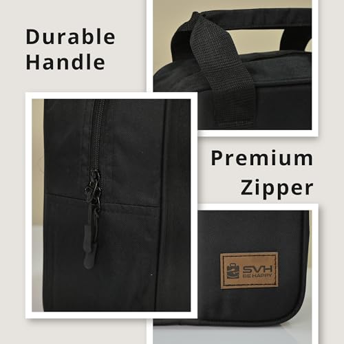Image of SVH Insulated Lunch Bag | Leak Proof Food Safe Interior | Durable Zipper & Strong Handle Portable Tiffin Carry Bag for Office, School & Travel (Black)