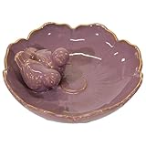 colourliving Keramik Vogeltränke „Royal“, rund, glasiert, mit Deko-Vögeln, Stilvolle Wasserschale für den Garten – dekorativ, wetterfest & liebevoll verarbeitet (Lilac-23)