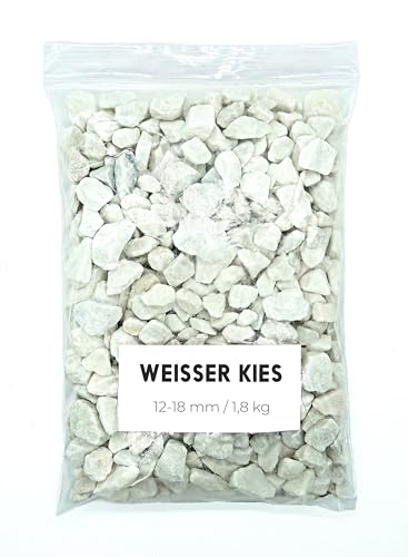 Landare Kies Weib 1,8Kg - Dekosteine - Zierkies - Dekosteine für Vasen - Dekosteine Weiß - Kieselsteine - Deko Steine Kleine - Ziersteine - Zierkies Bunt - Steine Garten (12-18 mm) (Weiß)