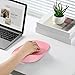 EooCoo Pink Ergonomic Mouse Pad with Gel Wrist Support, Office Decor for Women, Middle Concave Design for Relieve Wrist Pain, Lycra Surface Smooth Control, Non Slip PU Base, Portable Mousepad