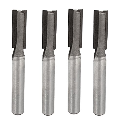 sourcingmap 1/4" Shank 5/16" Cutting Dia Double Flutes Straight Router Bit 4pcs, 1/4" x 5/16"