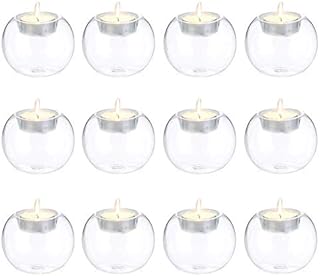 Sziqiqi Classic Crystal Light Stands Holder Glasses for Wedding Tea Lights Holders Table Dining Glass Holder Stand Bar Party Home Decor, 12 Pcs