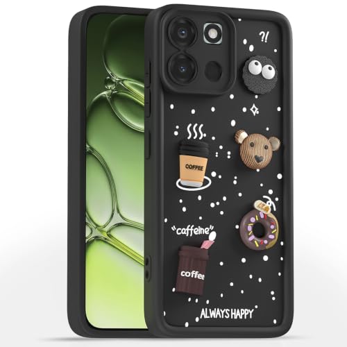 Image of Outlouders Back Cover for OnePlus Nord 6 5G | 3D Cartoon Bear Cute Fun Silicone Full Body Protection Bumper Case (Black)