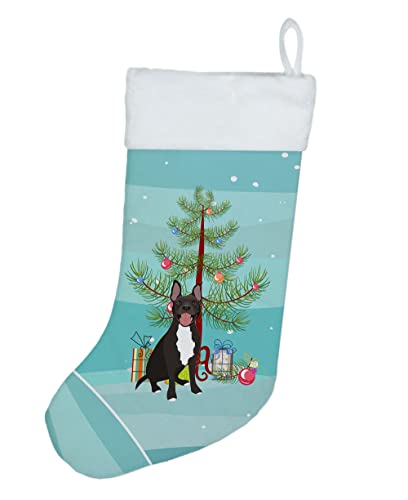 Caroline's Treasures WDK3100CS Pit Bull Black #4 Christmas Christmas Stocking Fireplace Hanging Stockings Christmas Season Party Decor Family Holiday Decorations