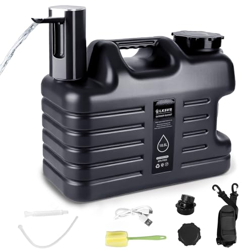5 Gallon Water Container with Automatic Touch Control Pump & Spigot, Portable BPA-Free Camping Water Container with Handles, Leak-Proof Water Tank for Camping, Outdoor Hiking, Picnic, Emergency, Black