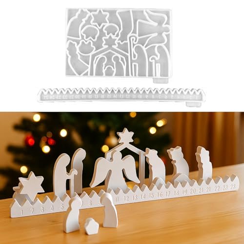Weihnachtskrippe Porzellan 29 Silikonformen Gießformen Weihnachten, Adventskalender Silikonform...