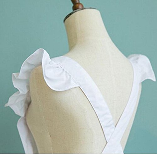 Jiangyy Petite White Victorian Lace Bib Apron Pinafore Maid Cinderella Alice Cosplay Kitchen Cook Apron #TOP3
