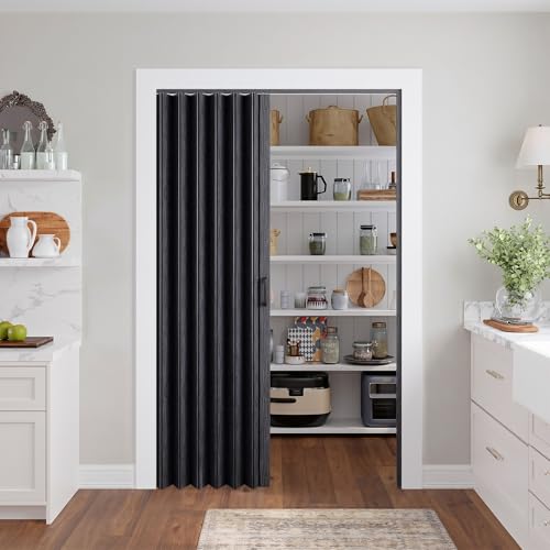 Image of SmartStandard 48 inch x 80 inch Accordion Doors, Double Walled, Classic Black