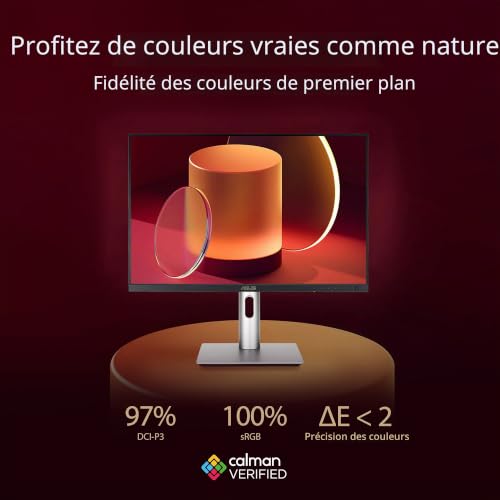 ASUS ProArt PA248CRV – Moniteur Professionnel 24,1", IPS, 16:10, WUXGA (1920 x 1200), 97% DCI-P3, Précision des Couleurs ΔE < 2, Calman, HDR-10, USB-C PD 96W, VESA MediaSync, Pied Ergonomique