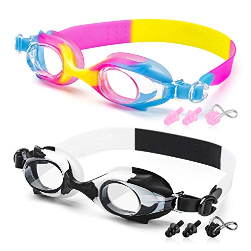 Kids Swim Goggles, Swimming Glasses for Children and Early Teens from 3 to 15 Years Old, Anti-Fog, Waterproof, UV Protection