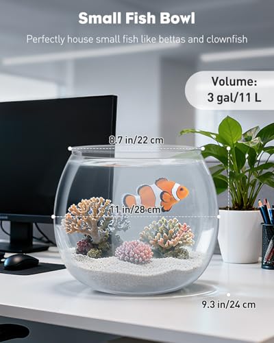 Image of Pawfly Small Plastic Fish Bowl, Clear Round 3 Gallon Fish Tank for Little Fish, Unbreakable Small Fishbowl Desktop Aquarium, Shatterproof Betta Fish Tank Goldfish Bowl, Decorative Globe Vase
