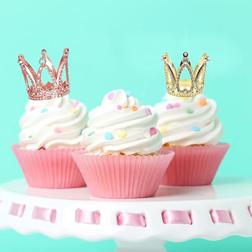 3 Stück Crown Cake Topper,Kleine Krone,Mini Krone Deko,Krone Tortenaufsatz,für Geburtstag, Hochzeit, Party und Baby Dusche für Kinder und Erwachsene, 4,2x3,4cm