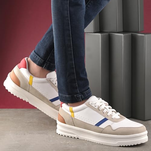 Image of Cruiser Mens Sneakers | Casual Shoes | Cone Heel Lace-Up Sneakers for a Unique Look |Experience Comfort & Style with Soft Cushioned Insole | Trendy Lace-Up Design Sneaker (2565)