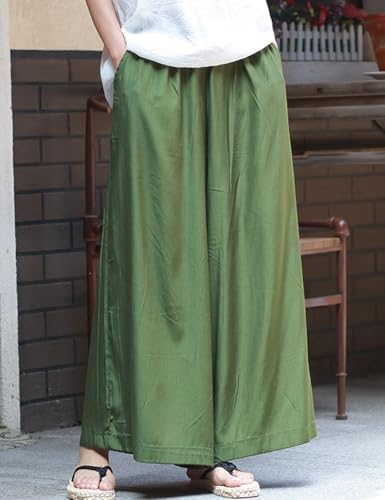 Women Palazzo Pants Summer Boho Wide Leg Loose Trousers Elastic Waist Sweatpants with Pockets3