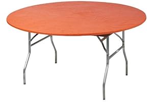 Kwik-Covers Round Fitted Plastic Table Covers, 5 Pack (Orange)