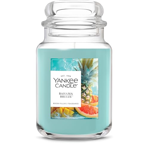 Yankee Candle Large Jar Scented Candle with up to 150 Hour Burn Time, Premium Plant Wax Blend for Consistent Burn, 22 oz Jar Candle with Room Filling Fragrance, Bahama Breeze