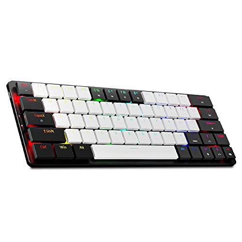 Redragon K624 60% Low Profile Slim Mechanical Gaming Keyboard Wired/Wireless 2.4G And Bluetooth Hot Swappable Slient Red Switches Backlit Rgb With White Black 2 Sets Of Keycap #TOP25