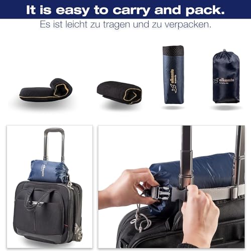 alkamto Travel Pillow - Ergonomic Neck Support Camping Memory Foam Pillow with Temperature-Regulating Pillowcase - Included Waterproof Travel Carry Bag - Image 4
