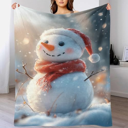 Couverture bonhomme de neige 3D plaid polaire doux pour soirées cocooning canapé 127x152 - 6