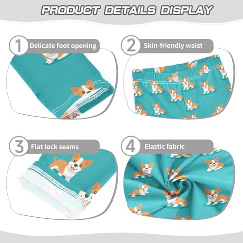 Lovely Dog Corgi Girls Casual Leggings for Kids Printed Long Pant Bottoms Stretch and Soft3