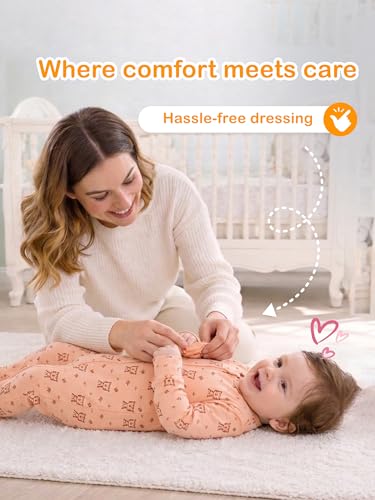 Image of Kidbea Organic Cotton Unisex Baby Romper Soft Breathable Full Sleeve Zipper Footed Bodysuit for Newborn & Infant Kids Sleepwear