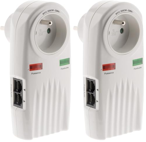 Prise parafoudre téléphone Zenitech et TV Sat avec connecteur Ø9.52mm en lot de 2