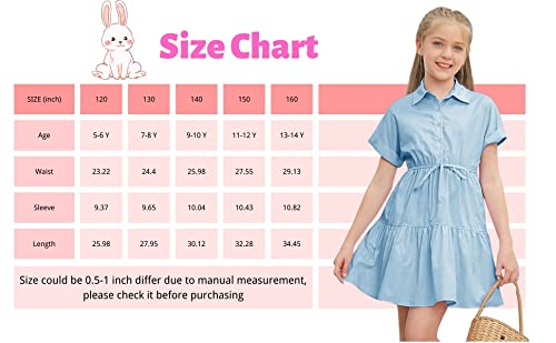 Auburet Easter Dresses For Girls Button Up Tiered Ruffle V Neck Collar Pleated Waist Cute Midi Dresses 5-22 Years Kids Black #TOP3