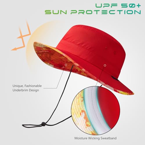 Image of UPF 50+ Foldable Sun Hat Patterned Under Brim Bucket Hats for Summer Hiking Fishing Beach Safari Men Women