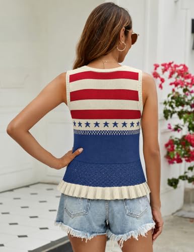 Image of VIMPUNEC Womens Crochet Crop Tank Tops Sleeveless Knit Sweater Vest Ruffle Hem Summer Top