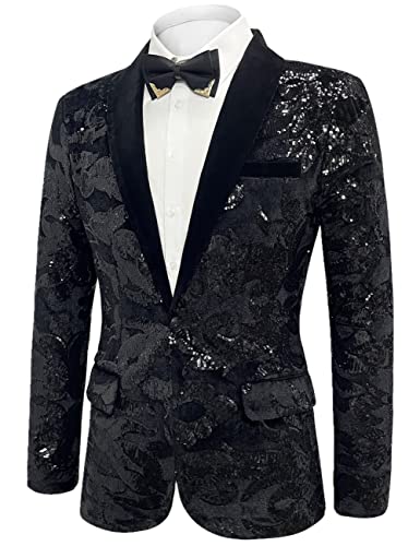 Apocrypha Men Sequins Floral Blazer Suit Jacket Dinner Prom Wedding Tuxedo2
