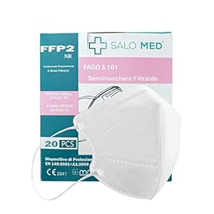 SALO MED – 20 Mascherine FFP2 NR SMALL – Certificate CE 2841 – Adatte per visi piccoli – Imbustate Singolarmente – 5 Veli Protettivi