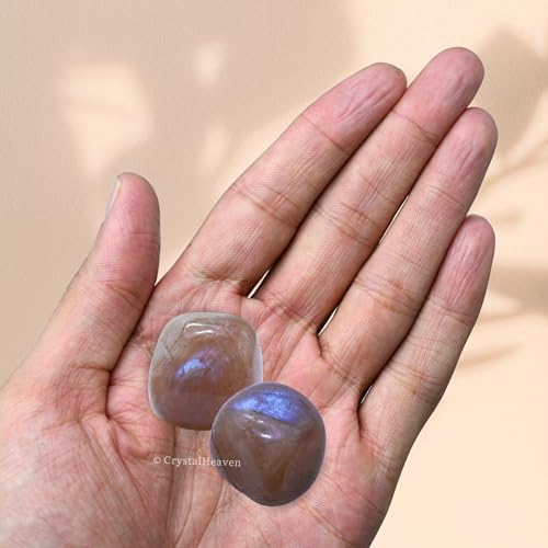 Image of Certified Sun Moonstone Crystal Healing Tumbled Stone, Natural Polished Crystals for DIY Crafts, Manifestation, Meditation, Pooja Feng Shui and Reiki Healing (30 Grams)