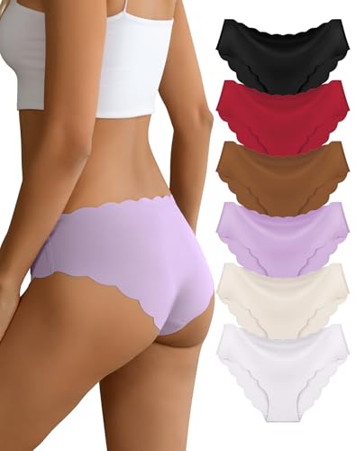 Dawnrole Bragas Mujer Suaves y Respetuosas con La Piel Bragas Sin Costuras Mujer Pack de 6