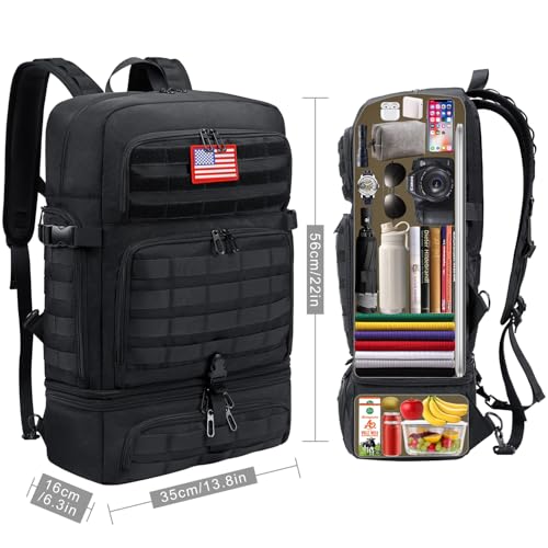 BERTASCHE Lunch Backpack for Men, 17 inch Laptop Backpack for Work Travel Camping Tactical Molle Daypack, Black2