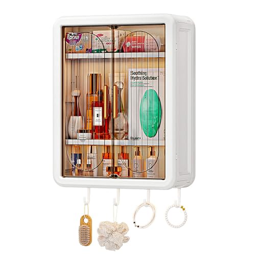 Image of House of Quirk Wall Mounted Bathroom Storage Rack - Punch-Free Magnetic Storage Box, Dust-Proof Organizer Rack for Home & Bathroom Essentials (White, Extra Large)