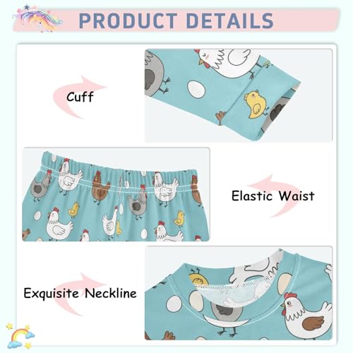Pajama Sets Long Sleeve Chicken Eggs and Cute Chicks Soft Comfy Sleepwear 2 Piece PJS 3-8T4