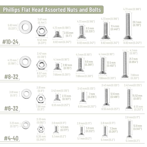 mr pen- nuts and bolts assortment kit 900 pcs stainless steel phillips flat head assorted nuts and bolts nut bolt and washer assortment
