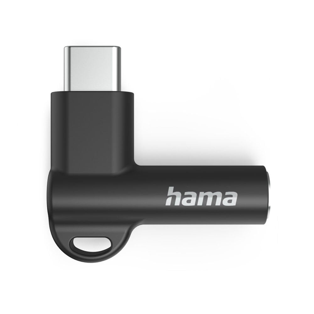 Hama Adapter aux USB-C - gniazdo żeńskie 3,5 mm, wtyczka kątowa 90°, czarna