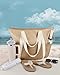 HOMESPON Beach Bag Large Waterproof Sandproof Foldable Tote Bag for Women with Zipper Mesh Pockets for Pool Cruise Travel Everyday (Khaki)