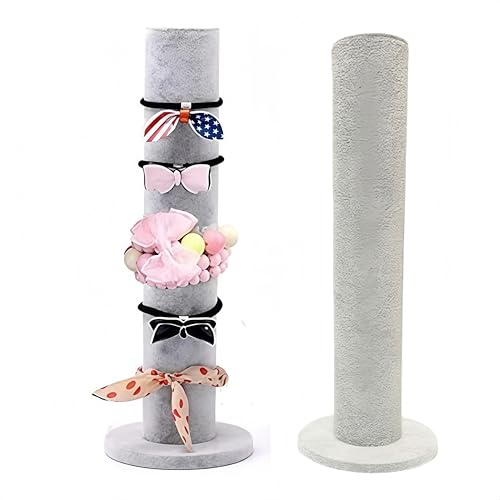 Loopunk Schmuckständer,Schmuckständervertikaler Turm, für Schmuck, Armbänder, Haarbänder, Armreif-Halter, T-Stangen-Form(gray Samt)