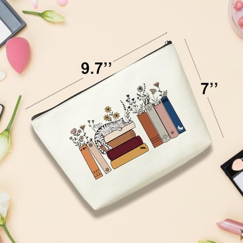 Cute Cat Gifts for Cat Lovers, Makeup Bag Book Lovers Gifts, Bookish Cosmetic Bag Book Club Reading Present for Women Girls Friend Reader Mom Nurse Grandma Birthday Mothers Day Graduation Christmas4