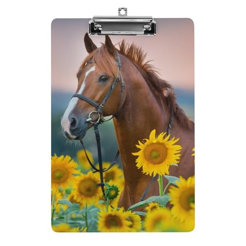 クリップボード A4 縦型 馬 ひまわり かわいい ファイルボード 壁掛け 画板 書きやすい お会計ボード て持ち運びやす 文書整理 文房具 会議パッド 事務用品 メモ 学校 家庭用バインダー