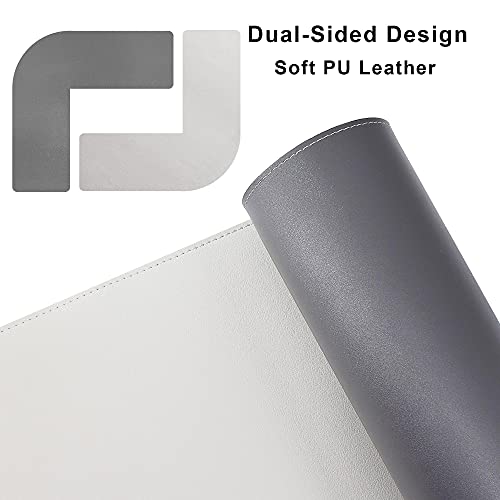 chihein l-shaped desk pad corner desk mat 492 492 x 157 computer office mouse pad writing table pad for home office - graywhite