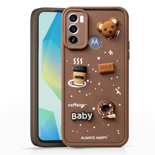 Image of Bintage Ball Bear| Donut| Milk Cake| Baby| Coffee Rubber Case Camera Protection Back Cover Compatible for Motorola G40 Fusion - Brown