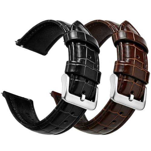 Image of Fullmosa Bamboo Grain Genuine Quick-Release Leather Watch Strap