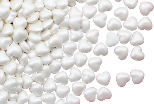 White Heart Shaped Candy 1 Pound Bulk Bag-For Bridal Showers Or Wedding Candy Stations-UNFLAVORED