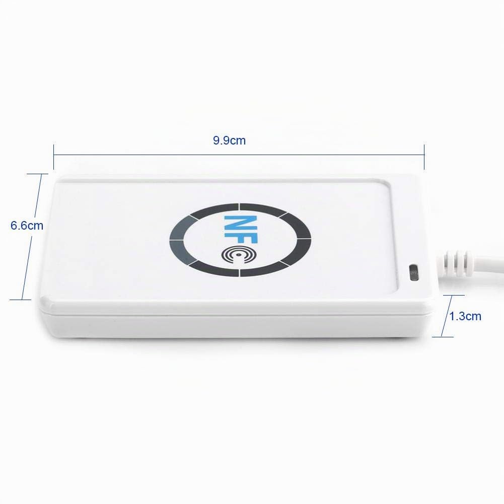 Jadeshay Lecteur NFC RFID ACR122U Lecteur de Carte à Puce NFC RFID sans Contact Graveur de Cartes à Puce avec câble, Compatible ISO 14443 A/B et ISO/IEC 18092 Tags