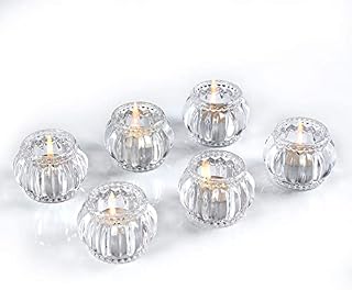 Tea Light Glass Votive Candle Holders Round Set of 6,Ideal Home Party Weddings Decorations for Table Centrepiece