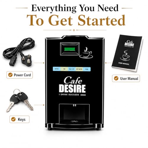 Image of Cafe Desire 4-Lane LED Tea And Coffee Vending Machine For Office Use, Fully Automatic With 4 Beverage Options And Auto Cleaning - VM30