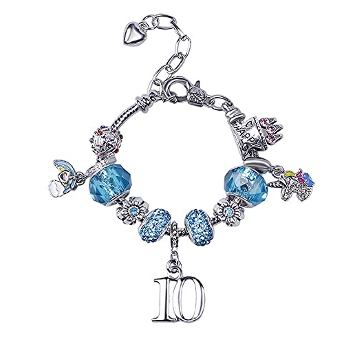 Blauer Kristall 10. Geburtstag Geschenke für Mädchen Tochter Kinder, Geburtstag Armbänder für Mädchen 10, Schmuck Geschenke Armband für 10 Jahre alte Mädchen Cover
